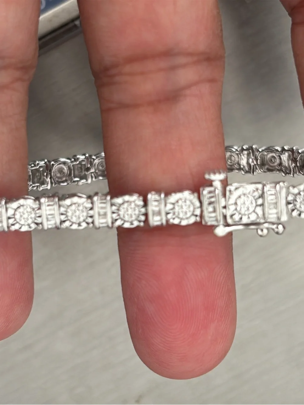 Sterling Silver and Diamond Tennis Bracelet